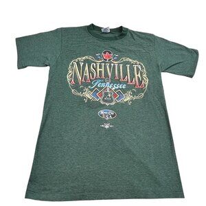 VTG Nashville Tennessee Music City Women Medium Green Shirt Artist Belton Tag